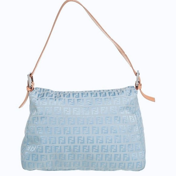 FENDI Blue Zucchino Canvas Mama Forever Shoulder Bag - Picture 3 of 15